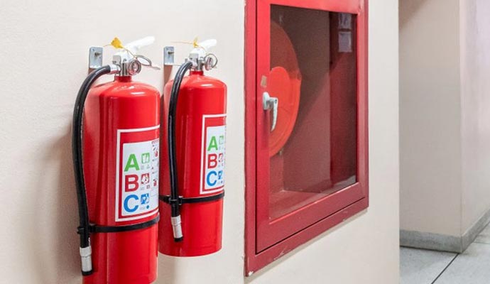 Fire extinguisher hanging on the wall