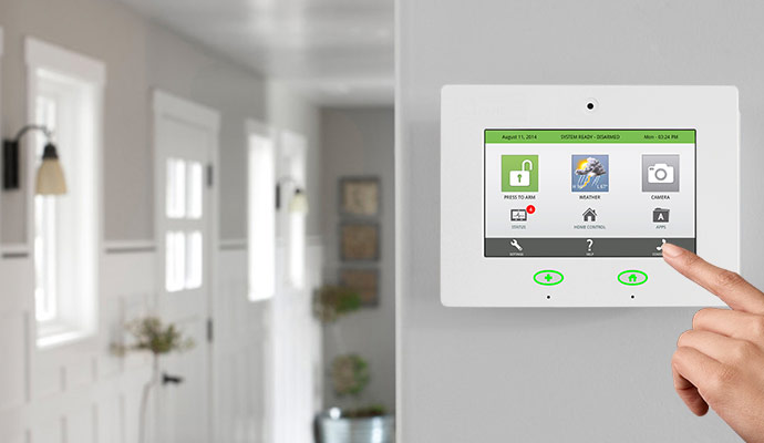 Security control device mounted on wall