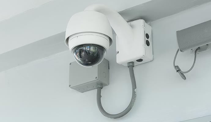 installed modern security camera