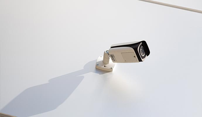 Installed weatherproof security camera